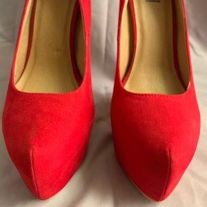 Red suede stilettos